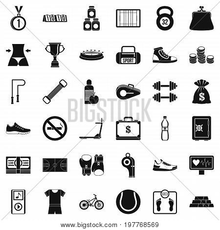 Basketball field icons set. Simple style of 36 basketball field vector icons for web isolated on white background