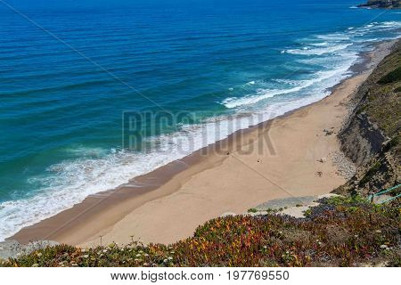 view of  Aguda beach in Magoito. Magoito Portugal.