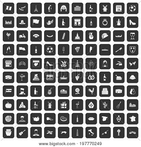 100 wine icons set in black color isolated vector illustration