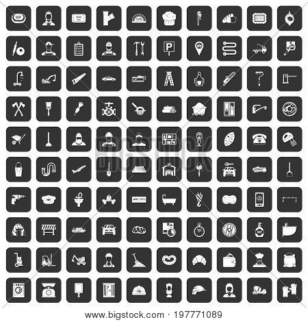 100 working professions icons set in black color isolated vector illustration