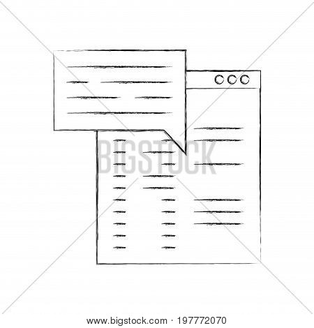 template computer with speech bubble vector illustration design