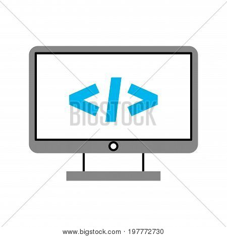computer desktop with progamming language vector illustration design
