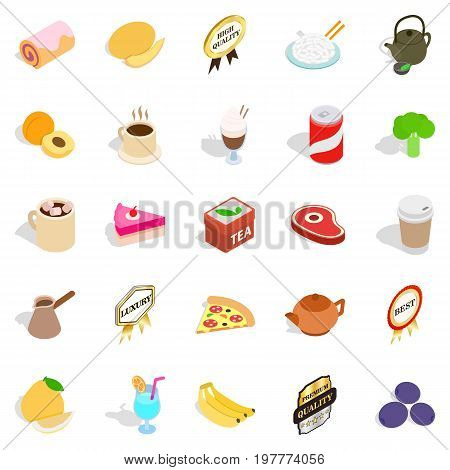 Beverage icons set. Isometric set of 25 beverage vector icons for web isolated on white background