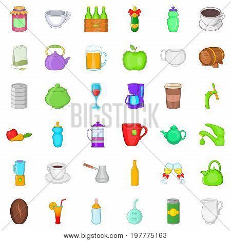 Food and drink icons set. Cartoon style of 36 food and drink vector icons for web isolated on white background