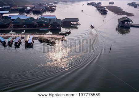 Sunset of Port cabin in rural SangklaThailand