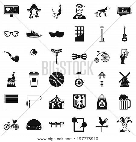 Sporting bike icons set. Simple style of 36 sporting bike vector icons for web isolated on white background
