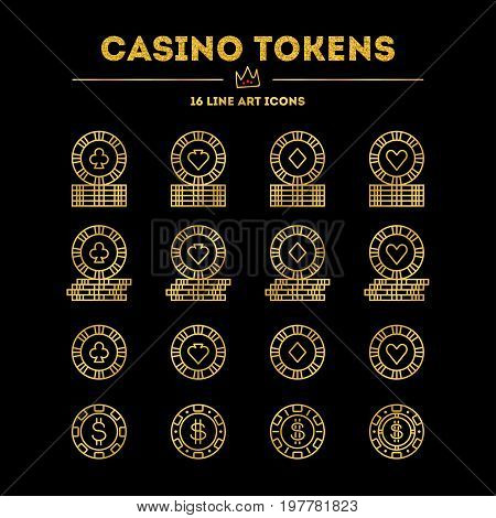 Casino Tokens. Gold Gradient Edition With Glitter.
