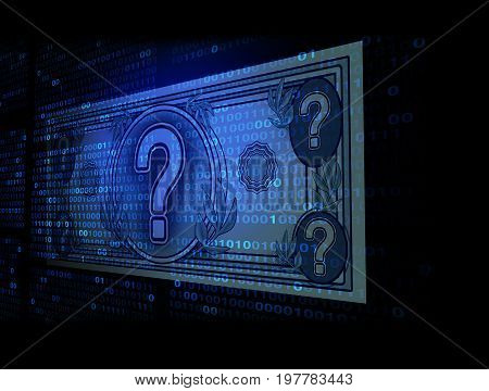 Cryptocurrency as bitcoin or ethereum digital internet currency economic concept as online electronic money transaction from a banking database market in a 3D illustration style.