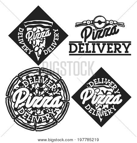 Vector pizza logo set of vintage food pizza labels templates for restaurantIdeal template for logo or poster