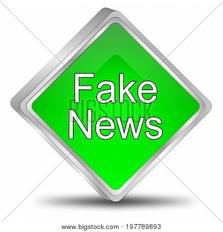 green Fake News button - 3D illustration