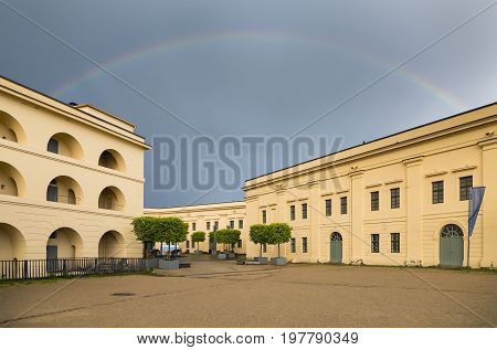 Koblenz Ehrenbreitstein Castle Under A Rainbow