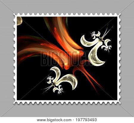 Computer Generated Fractal Artwork Stamp Template