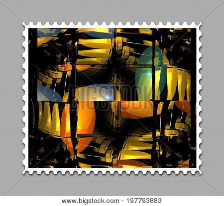 Computer Generated Fractal Artwork Stamp Template