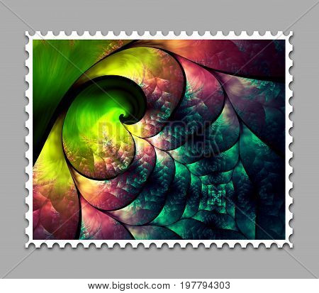 Computer generated stamp template with fractal artwork for creative use in artdesign and entertainment