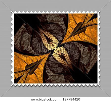 Computer generated stamp template with fractal artwork for creative use in artdesign and entertainment