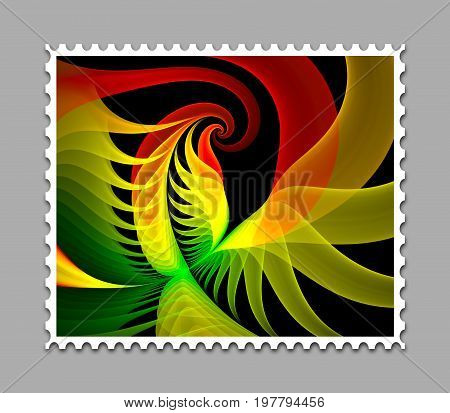 Computer generated stamp template with fractal artwork for creative use in artdesign and entertainment