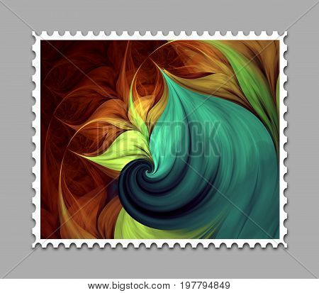 Computer generated stamp template with fractal artwork for creative use in artdesign and entertainment