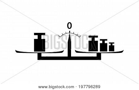 Flat Black weighting machine with Weights on white background isolated.