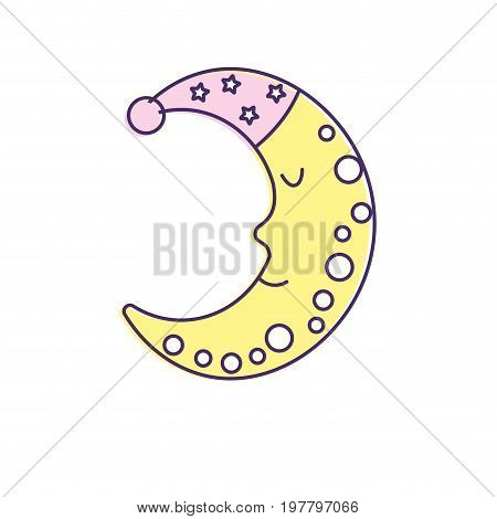 bauty moon in th sky with sleep hat design vector illustration