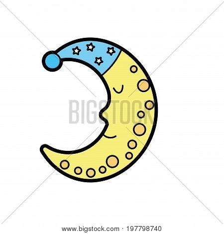 bauty moon in th sky with sleep hat design vector illustration