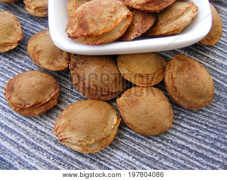 Apricot kernel pictures used in pharmaceutical production, natural apricot kernels,