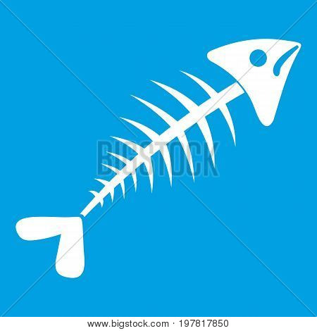 Fish bone icon white isolated on blue background vector illustration
