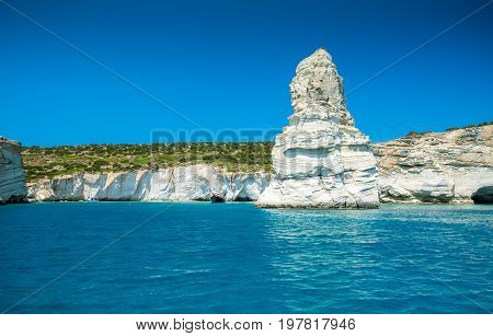Rock Formations And Sea Caves At Kleftiko Shoreline In Milos, Greece