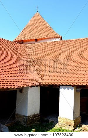 Courtyard Of The Old Fortified Medieval Saxon Church In Dirjiu, Transylvania