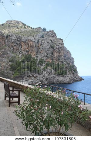 Majorca on vacations. Sa Calobra rocks promenade.