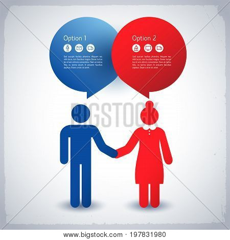 Business people colleagues silhouettes holding hands and working together concept in blue and red color flat vector illustration