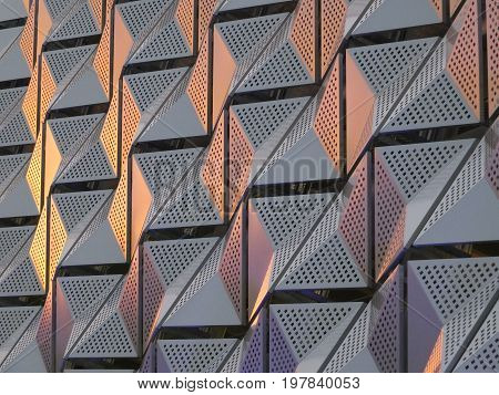 futuristic metallic triangular metal cladding with geometric modern pattern