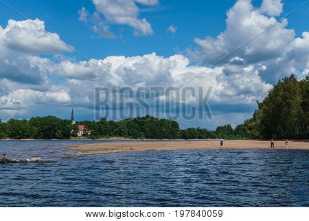 The bank of the Daugava River near Koknese in Latvia. July 2017.