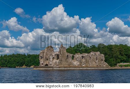 Ruins of the castle in Koknese in Latvia.July 2017
