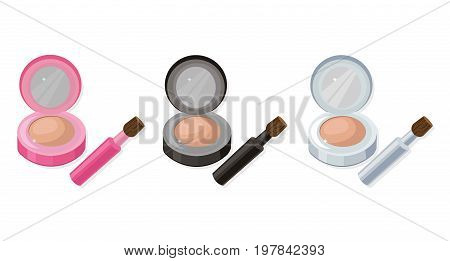 Cosmetics eye shadow set collection Vector illustrations