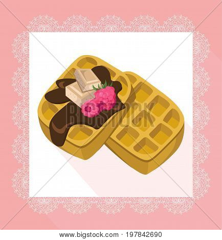 Waffles chocolate syrop desserts delicious vector illustration flavours
