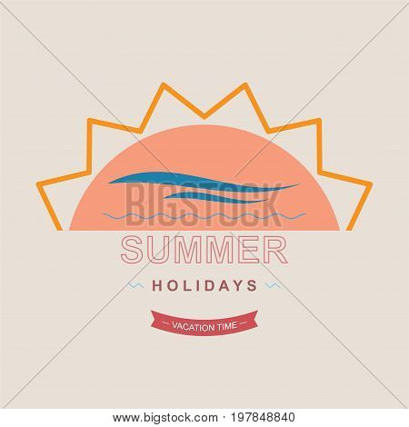 Summer holidays vacation time design labels badges posters. vector illustration. eps10