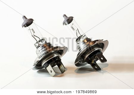 Two beam bulb H7, isolated on white .