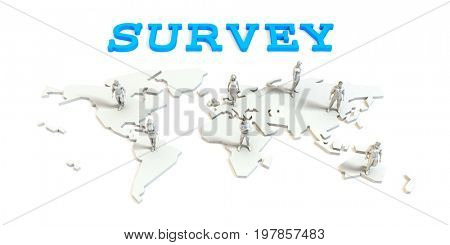 Survey Global Business Abstract with People Standing on Map 3D Illustration Render