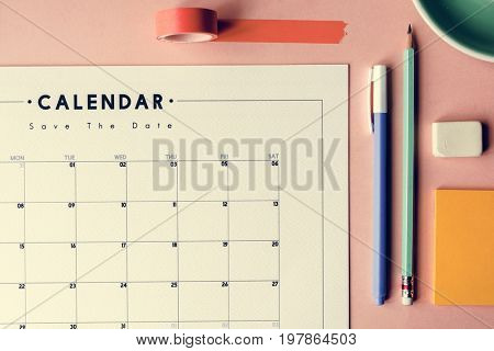Monthy calendar week reminder organization