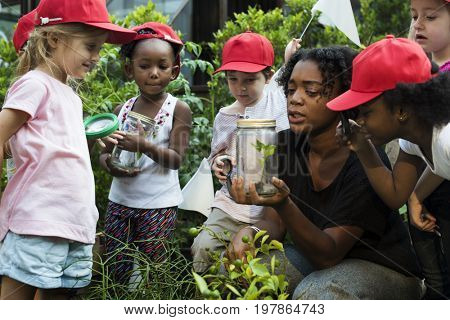 Group of students is on a field trip