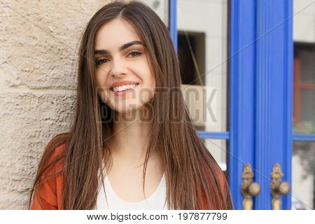 Young Beautiful Stylish Woman Walking