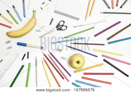 School Accessories On A White Background