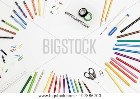 School Accessories On A White Background