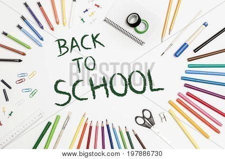 School Accessories On A White Background