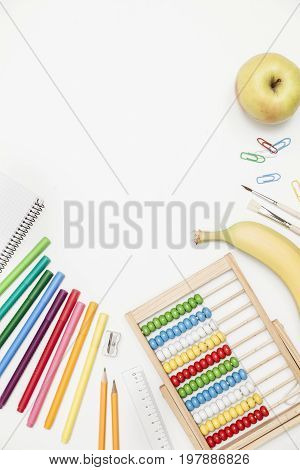 School Accessories On A White Background