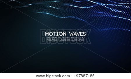 3D glowing abstract digital wave particles. Futuristic vector illustration. HUD element. Technology concept. Abstract background.