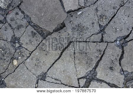 Broken Asphalt After Working Hydraulic Hammer