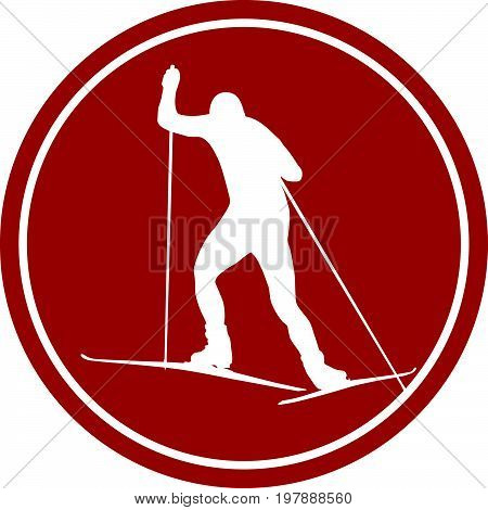 sports sign icon back male athlete skier