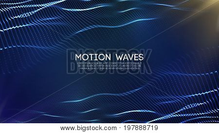 3D glowing abstract digital wave particles. Futuristic vector illustration. HUD element. Technology concept. Abstract background.