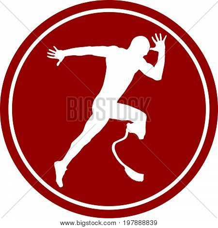 sports sign icon male athlete disabled amputee an explosive start